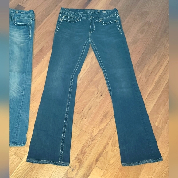 2PC SIZE 30 MISS ME BLING WINGS WHITE STITCHING BOOT & BLACK WHITE STITCHING - Picture 5 of 16